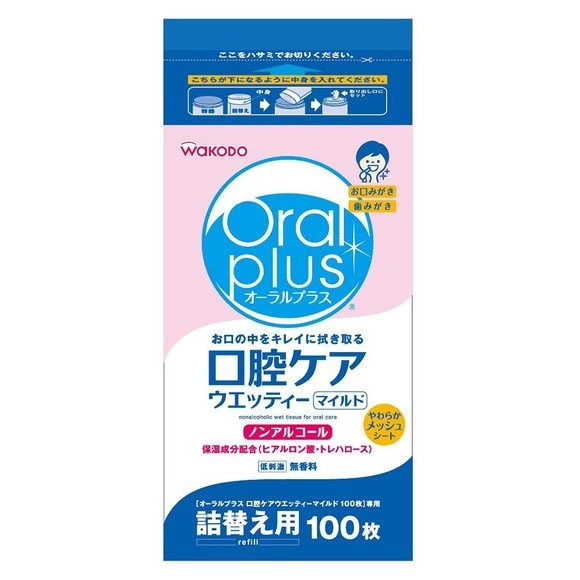 Oral Plus Oral Care Wet Wipes Mild Refill 100 Sheets