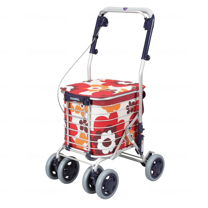 Wire Cart Swirl Red Floral