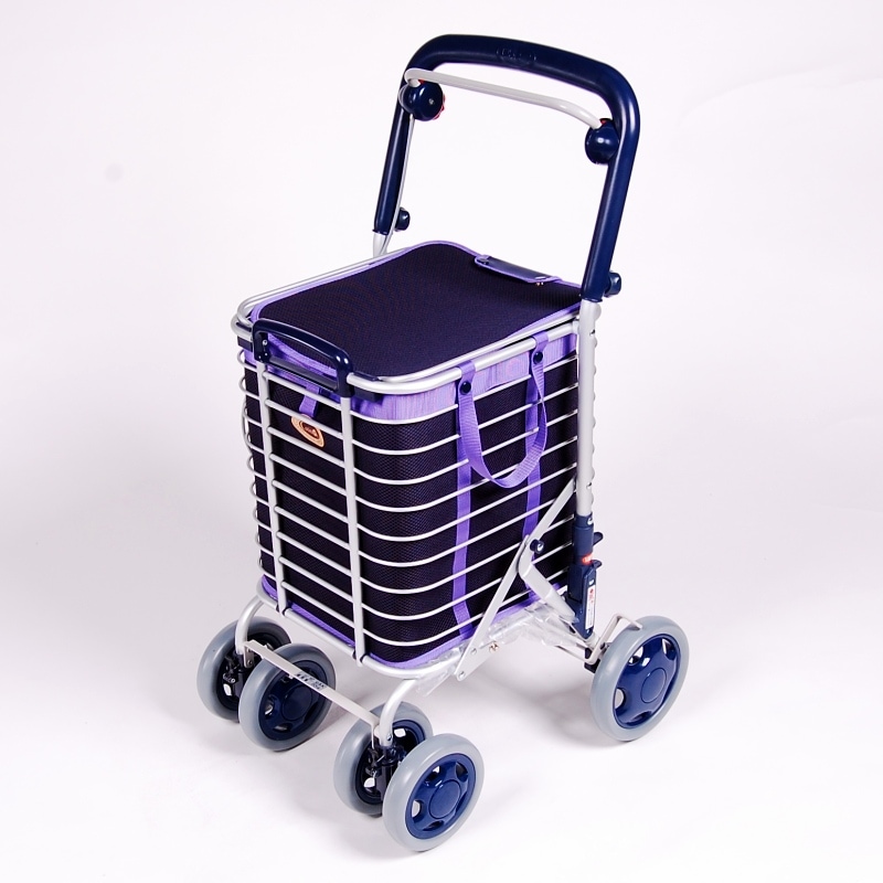 [Best Seller] Aluminum Wire Cart with Brakes - Mesh Navy