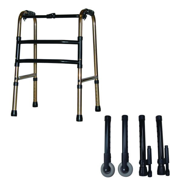 [Special Shipping] [Indoor Use Only] Folding Walker (Compact Type) Front Wheel Casters Bronze