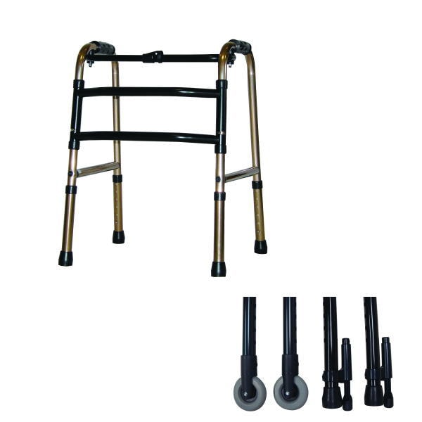 [Special Shipping] [Indoor Use Only] Folding Walker (Small Type) Front Wheel Casters Bronze