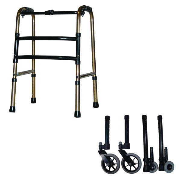 [Special Shipping] [Indoor/Outdoor Use] Folding Walker (Compact Type) 4-Wheel Casters (Front Wheels 360-Degree Rotating LR Type)